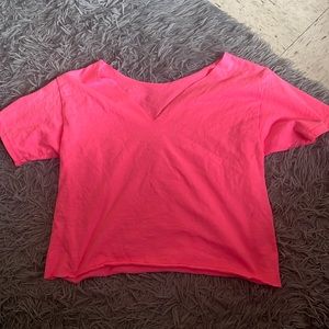 Pink homemade v-neck baby tee, size M